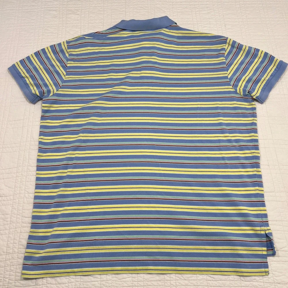 Polo Ralph Lauren Mens XL Pima Cotton Striped Polo Shirt Blue Yellow Multi Color